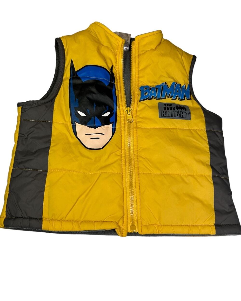 DC Comics Batman Toddler Puffer Vest Yellow & Gray Size 2T